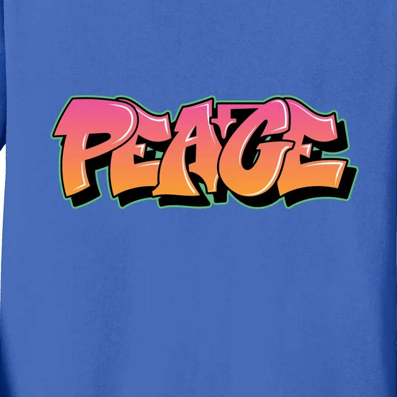 Peace Graffiti Sign Kids Long Sleeve Shirt