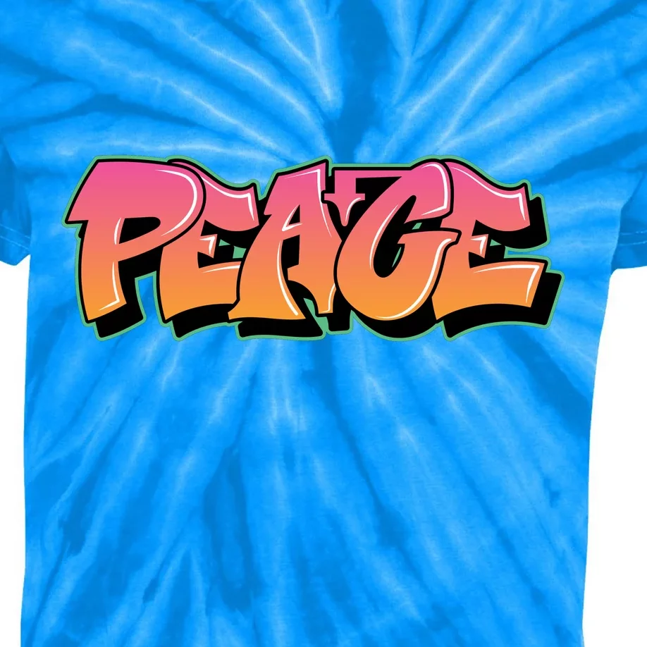 Peace Graffiti Sign Kids Tie-Dye T-Shirt