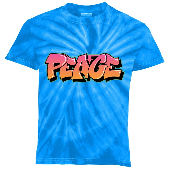 Peace Graffiti Sign Kids Tie-Dye T-Shirt