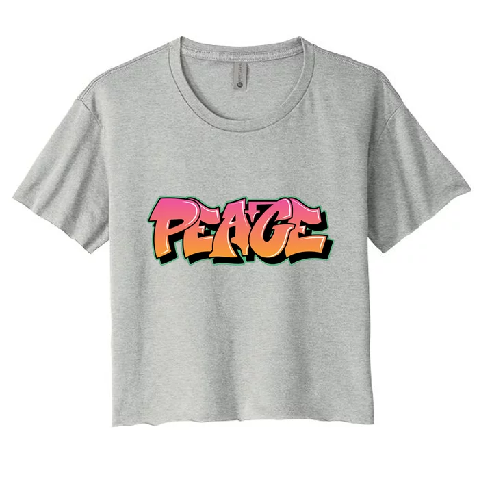 Peace Graffiti Sign Women's Crop Top Tee