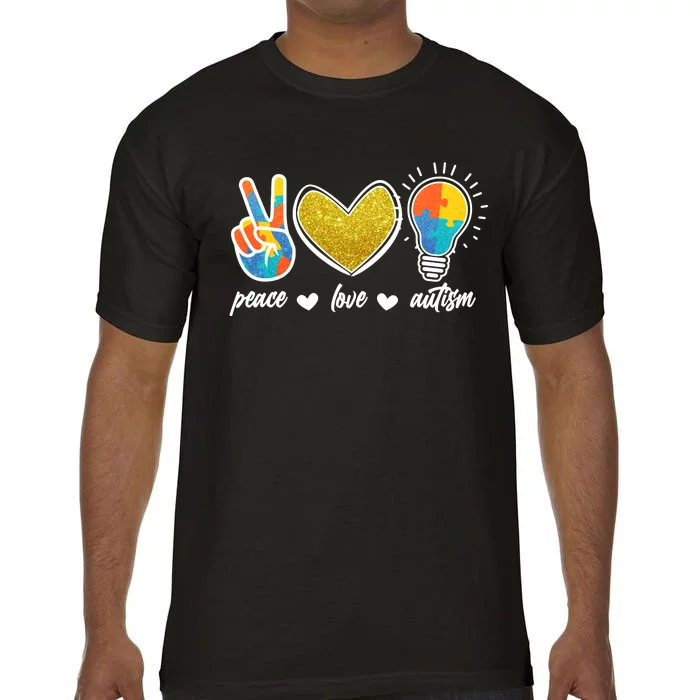 Peace Love & Autism Autism Awareness Month Comfort Colors T-Shirt