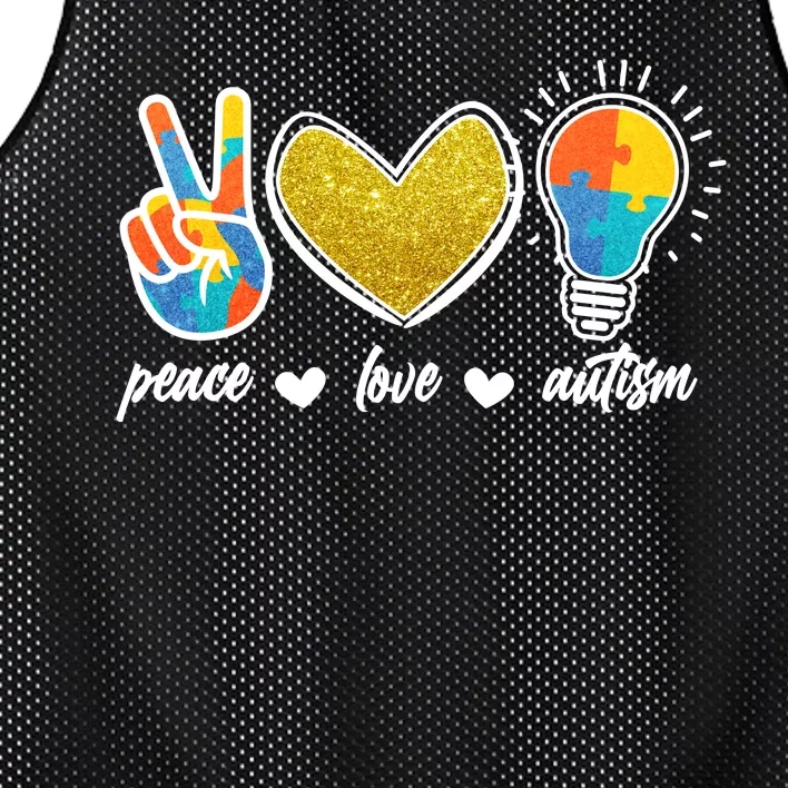 Peace Love & Autism Autism Awareness Month Mesh Reversible Basketball Jersey Tank