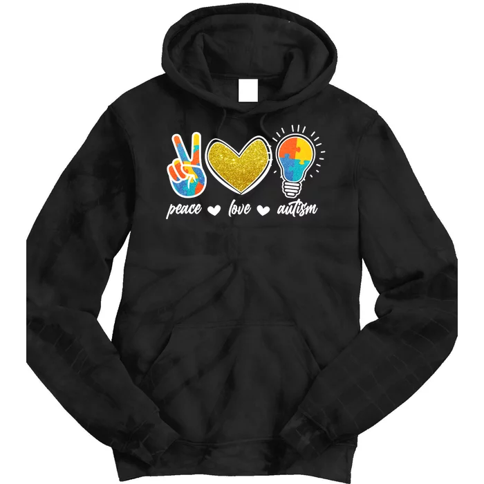 Peace Love & Autism Autism Awareness Month Tie Dye Hoodie