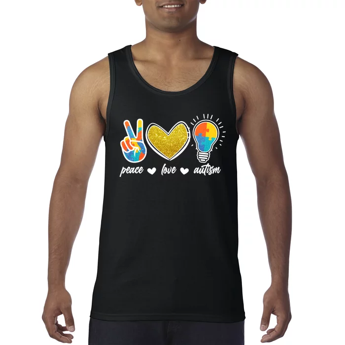 Peace Love & Autism Autism Awareness Month Tank Top