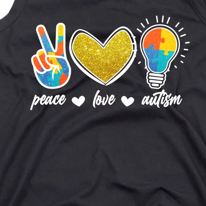 Peace Love & Autism Autism Awareness Month Tank Top