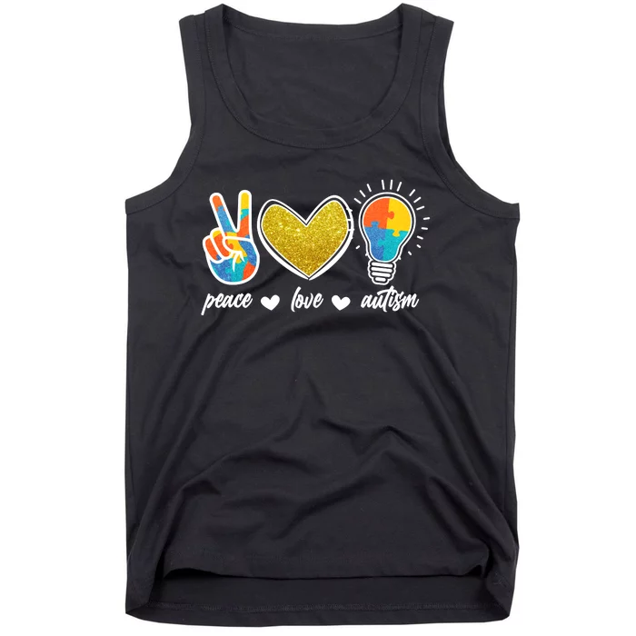 Peace Love & Autism Autism Awareness Month Tank Top