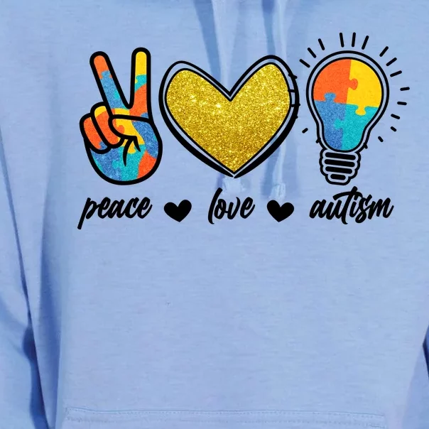 Peace Love & Autism Autism Awareness Month Unisex Surf Hoodie