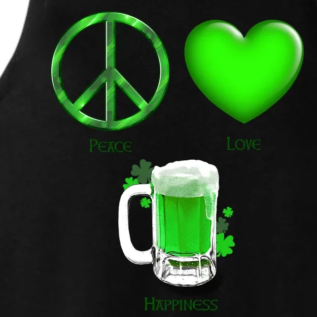 Peace Love Beer - Happiness Irish St. Patrick's Day Ladies Tri-Blend Wicking Tank