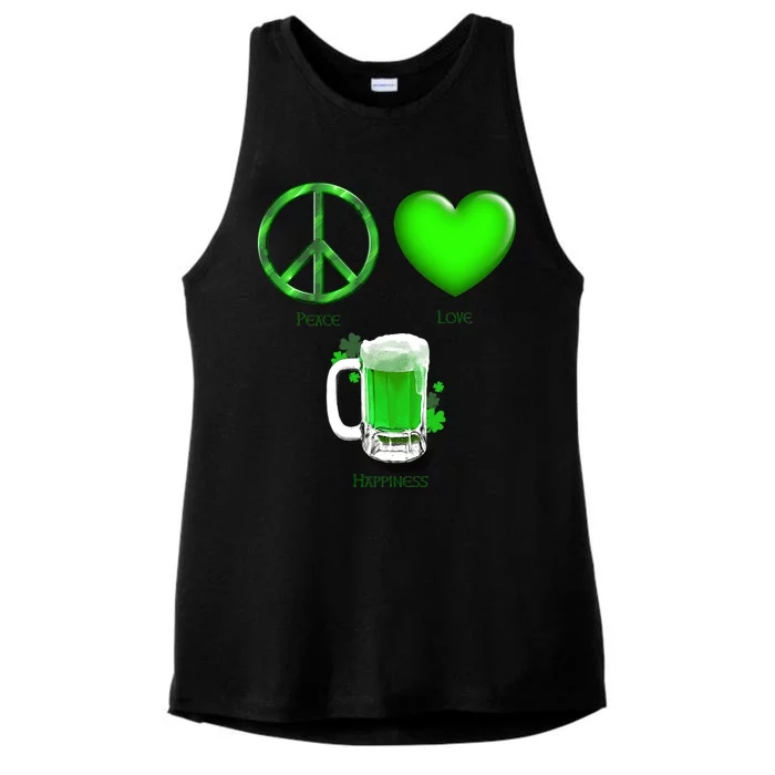 Peace Love Beer - Happiness Irish St. Patrick's Day Ladies Tri-Blend Wicking Tank