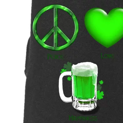 Peace Love Beer - Happiness Irish St. Patrick's Day Doggie 3-End Fleece Hoodie