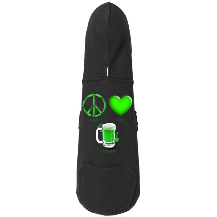 Peace Love Beer - Happiness Irish St. Patrick's Day Doggie 3-End Fleece Hoodie