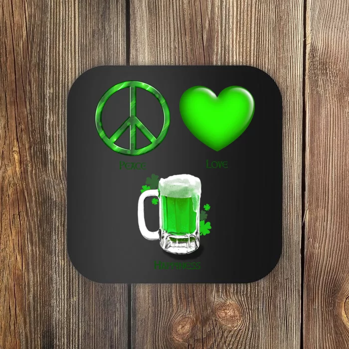 Peace Love Beer - Happiness Irish St. Patrick's Day Coaster