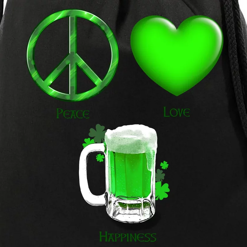 Peace Love Beer - Happiness Irish St. Patrick's Day Drawstring Bag