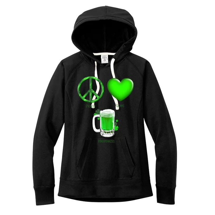 Peace Love Beer - Happiness Irish St. Patrick's Day Women's Fleece Hoodie