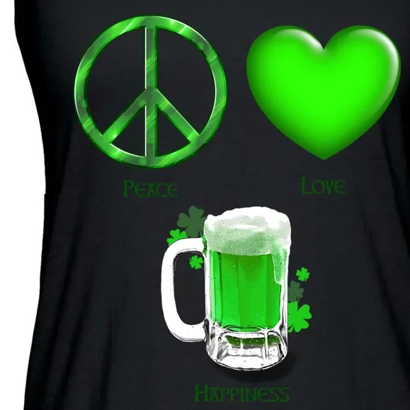 Peace Love Beer - Happiness Irish St. Patrick's Day Ladies Essential Flowy Tank