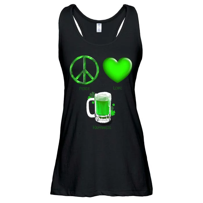 Peace Love Beer - Happiness Irish St. Patrick's Day Ladies Essential Flowy Tank