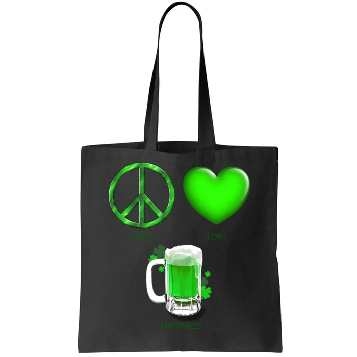 Peace Love Beer - Happiness Irish St. Patrick's Day Tote Bag