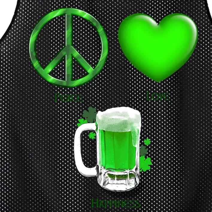 Peace Love Beer - Happiness Irish St. Patrick's Day Mesh Reversible Basketball Jersey Tank