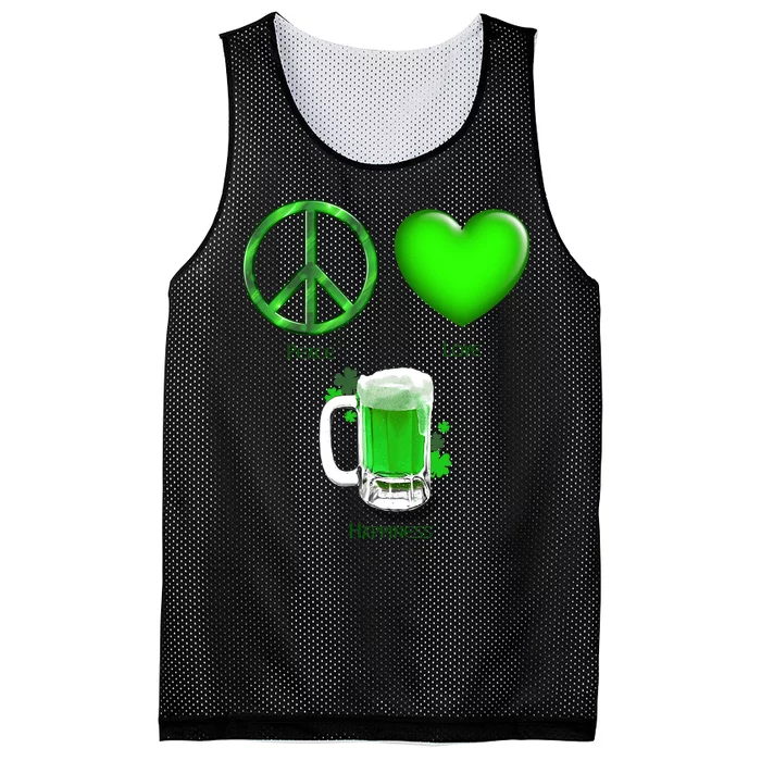 Peace Love Beer - Happiness Irish St. Patrick's Day Mesh Reversible Basketball Jersey Tank