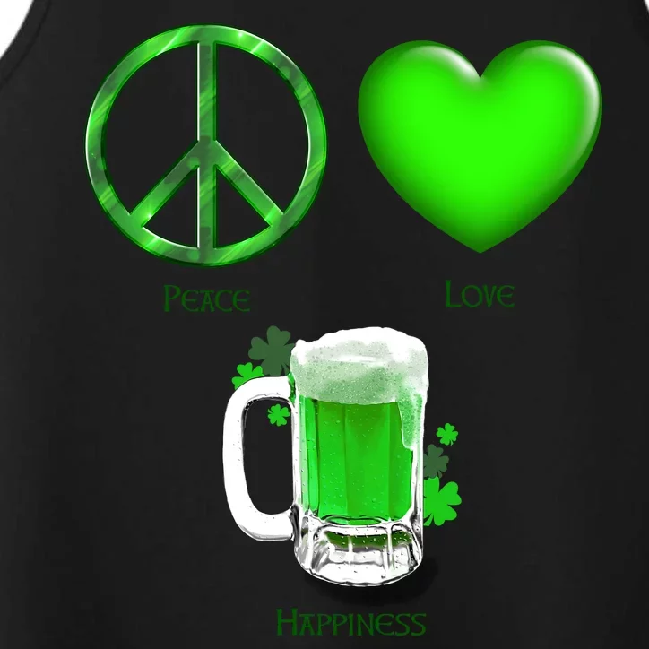 Peace Love Beer - Happiness Irish St. Patrick's Day Performance Tank