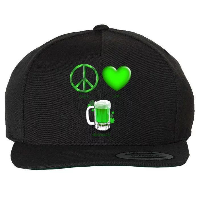 Peace Love Beer - Happiness Irish St. Patrick's Day Wool Snapback Cap