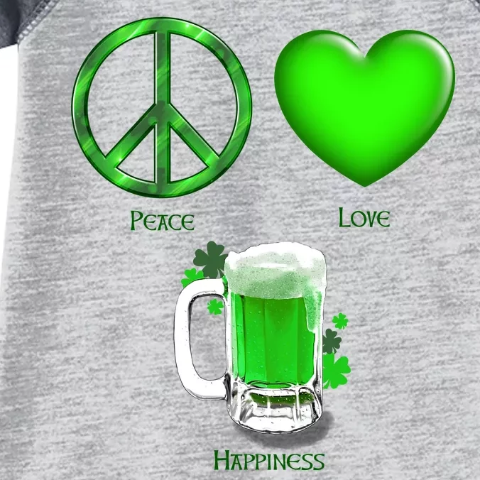 Peace Love Beer - Happiness Irish St. Patrick's Day Infant Baby Jersey Bodysuit