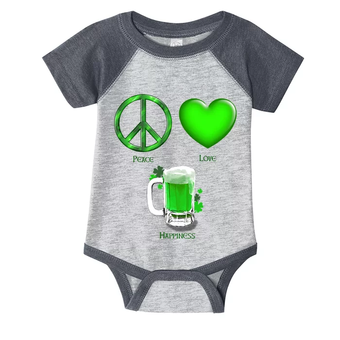 Peace Love Beer - Happiness Irish St. Patrick's Day Infant Baby Jersey Bodysuit