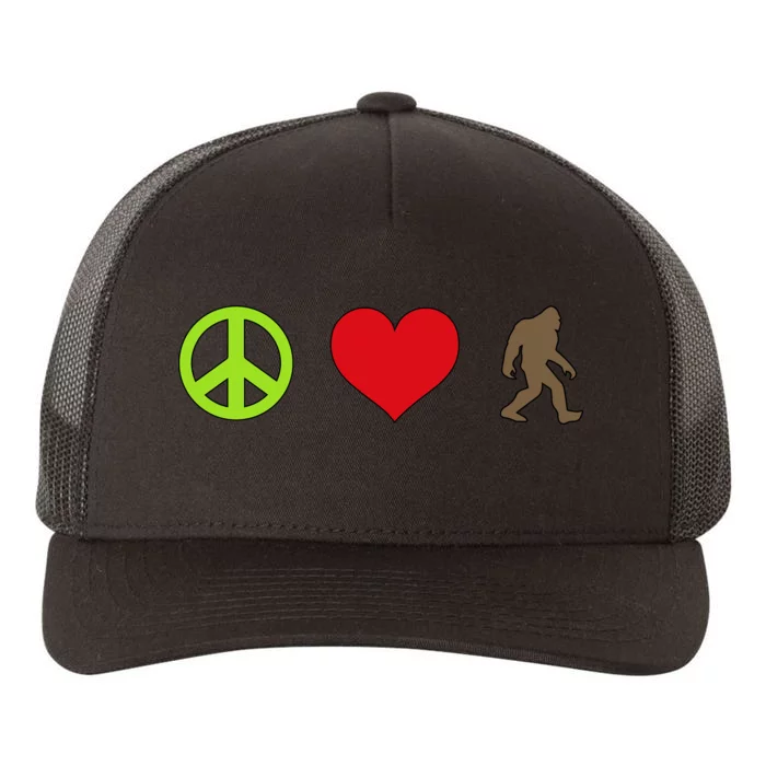 Peace Love Bigfoot Yupoong Adult 5-Panel Trucker Hat