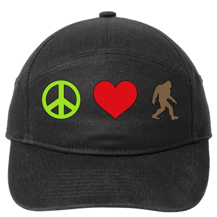 Peace Love Bigfoot 7-Panel Snapback Hat