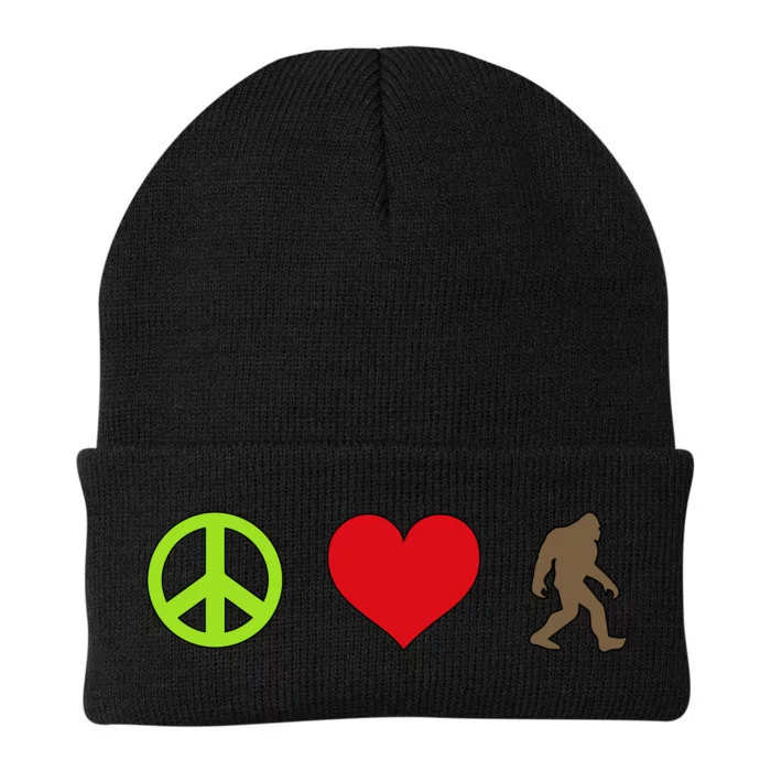 Peace Love Bigfoot Knit Cap Winter Beanie