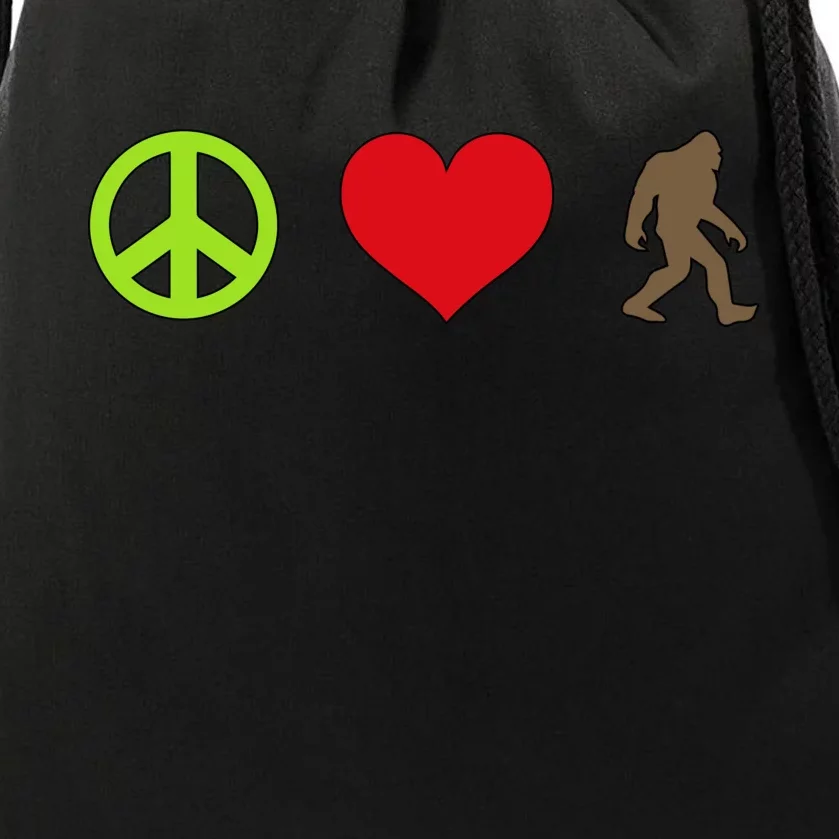 Peace Love Bigfoot Drawstring Bag