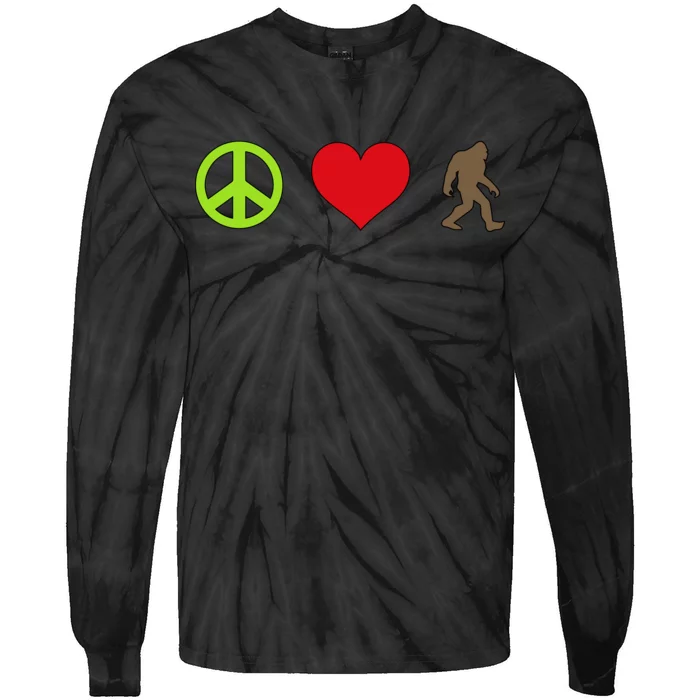 Peace Love Bigfoot Tie-Dye Long Sleeve Shirt