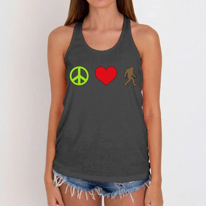 Peace Love Bigfoot Women's Knotted Racerback Tank