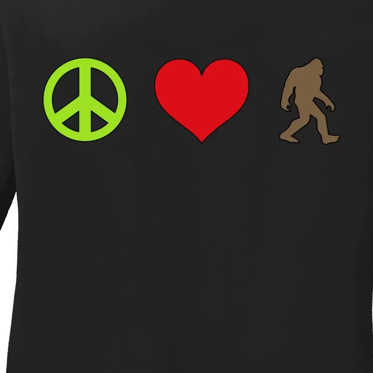 Peace Love Bigfoot Ladies Long Sleeve Shirt