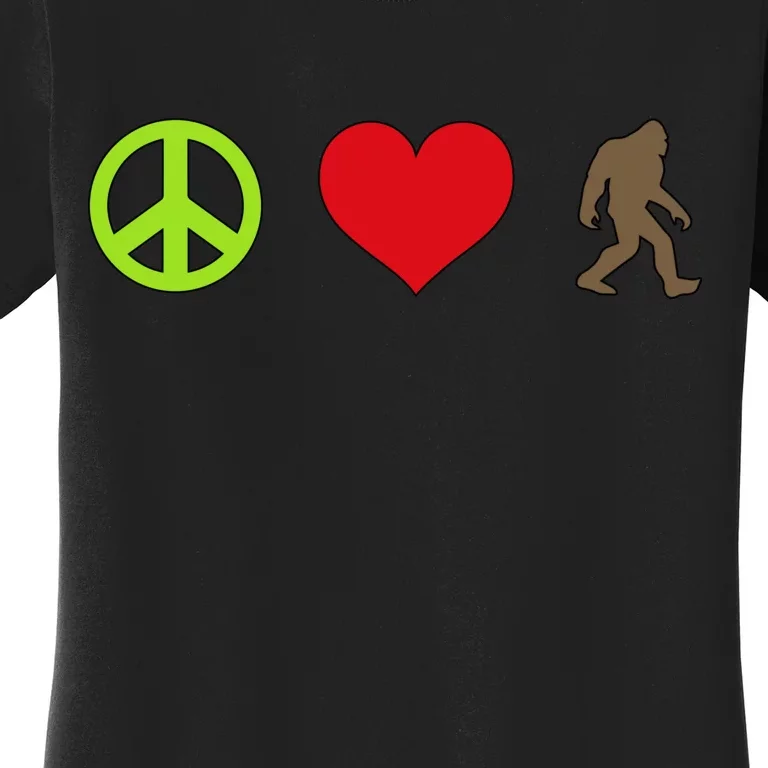 Peace Love Bigfoot Women's T-Shirt