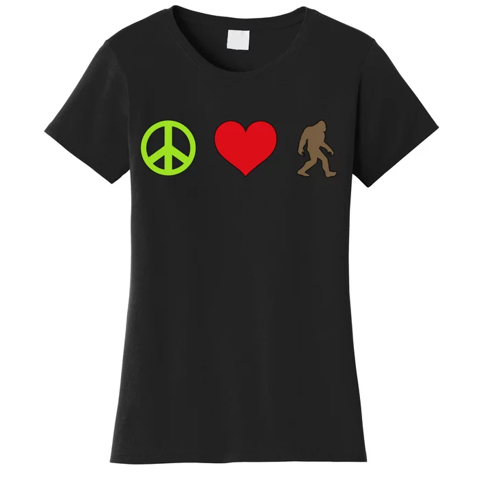 Peace Love Bigfoot Women's T-Shirt