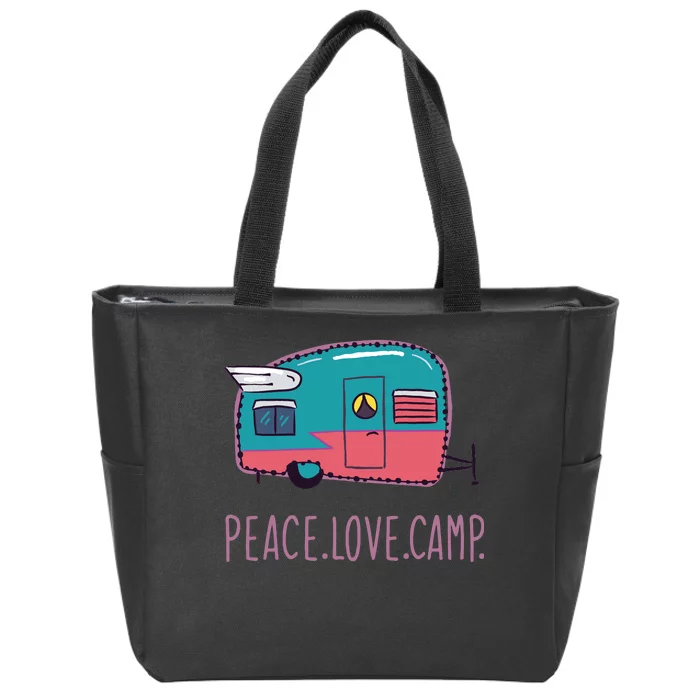 Peace Love Camp Zip Tote Bag