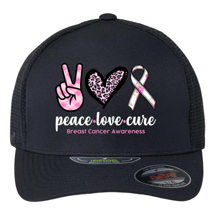 Peace Love Cure Breast Cancer Awareness Fashion Patterns Flexfit Unipanel Trucker Cap