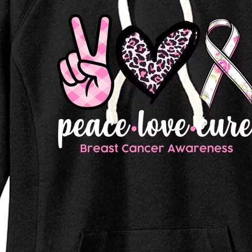 Peace Love Cure Breast Cancer Awareness Fashion Patterns Women's Fleece Hoodie