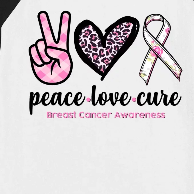 Peace Love Cure Breast Cancer Awareness Fashion Patterns Baseball Sleeve Shirt