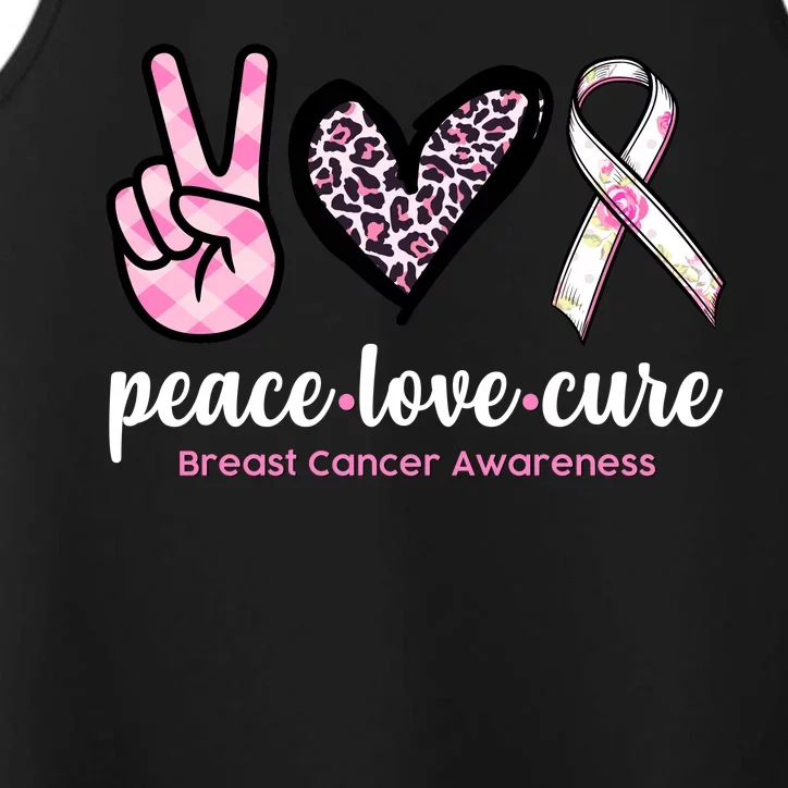 Peace Love Cure Breast Cancer Awareness Fashion Patterns Performance Tank