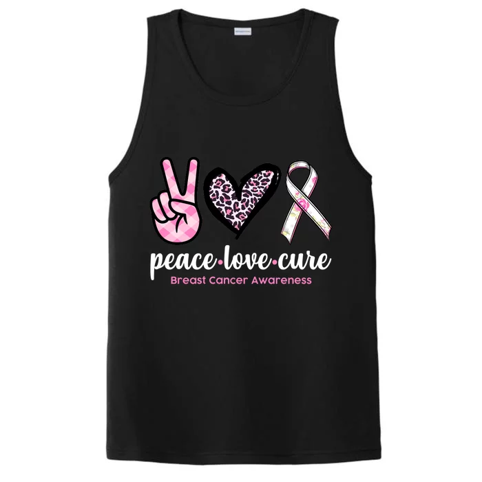 Peace Love Cure Breast Cancer Awareness Fashion Patterns Performance Tank