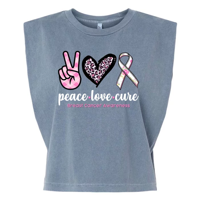 Peace Love Cure Breast Cancer Awareness Fashion Patterns Garment-Dyed Women's Muscle Tee