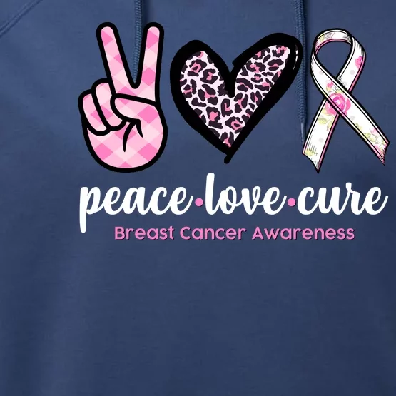 Peace Love Cure Breast Cancer Awareness Fashion Patterns Performance Fleece Hoodie