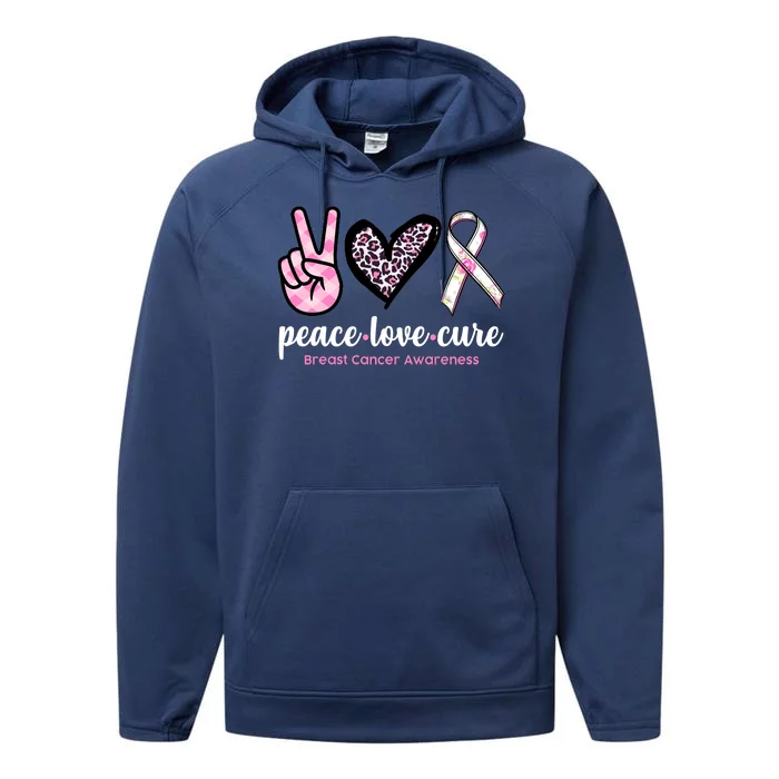 Peace Love Cure Breast Cancer Awareness Fashion Patterns Performance Fleece Hoodie