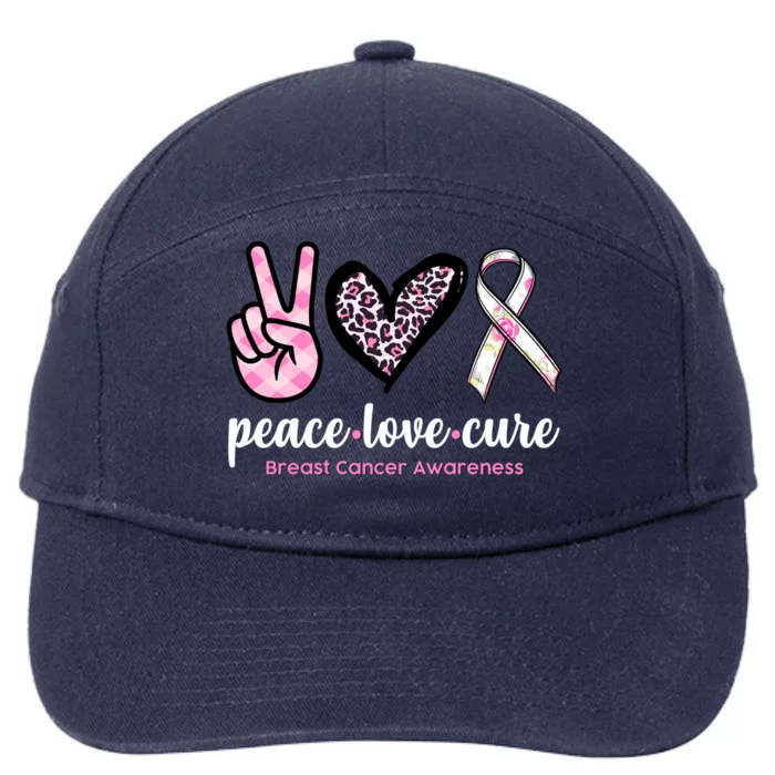 Peace Love Cure Breast Cancer Awareness Fashion Patterns 7-Panel Snapback Hat