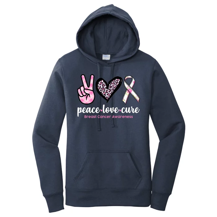 Peace Love Cure Breast Cancer Awareness Fashion Patterns Women's Pullover Hoodie