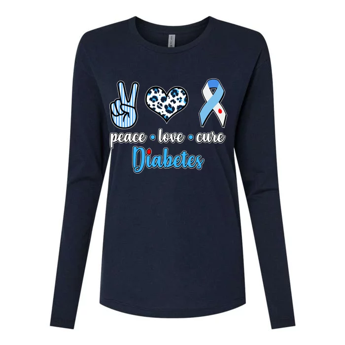 Peace Love Cure Diabetes Womens Cotton Relaxed Long Sleeve T-Shirt