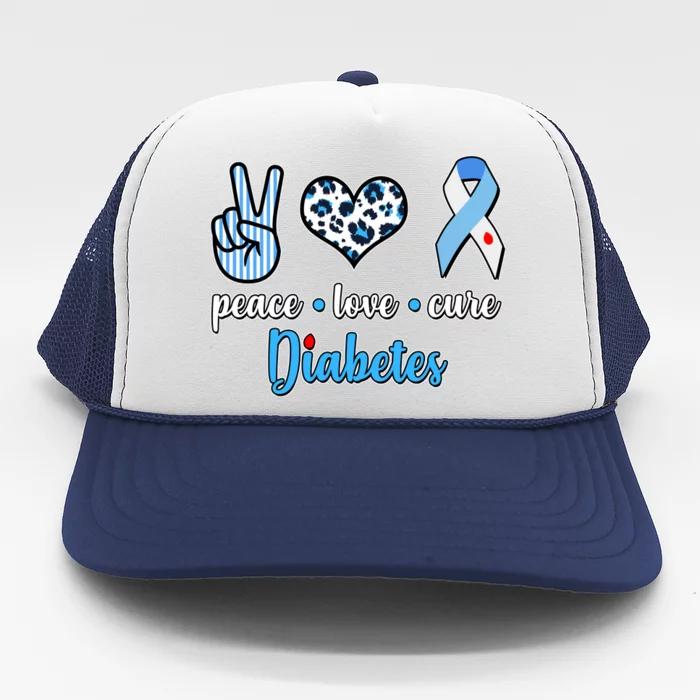 Peace Love Cure Diabetes Trucker Hat