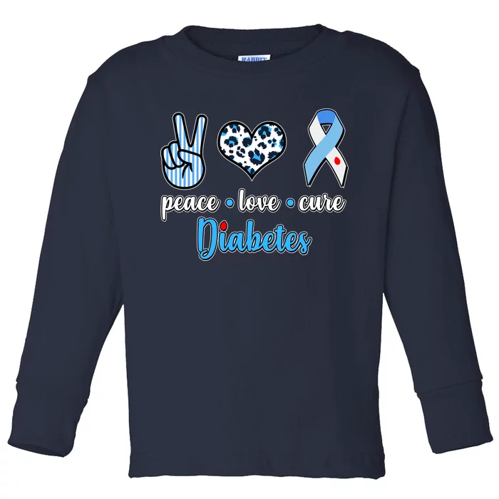 Peace Love Cure Diabetes Toddler Long Sleeve Shirt